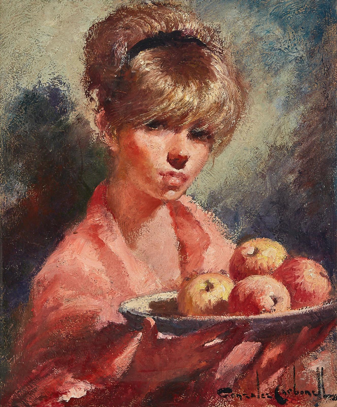 Rosendo Gonzales Carbonell (1910-1984) - Blonde Girl With A Plate Of Apples