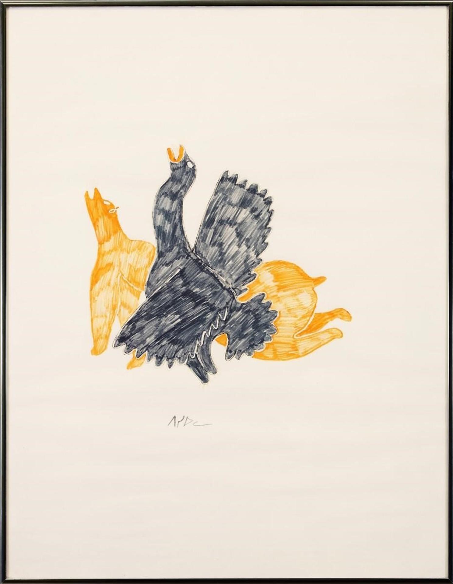 Pitseolak Ashoona (1904-1983) - Untitled, Goose and Bear