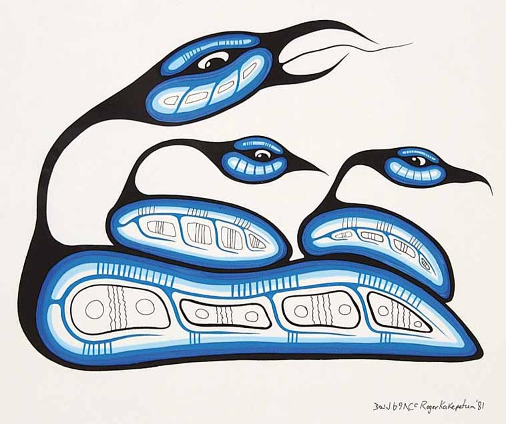 Roger Kakepetum - Untitled - Blue Loon with Babies