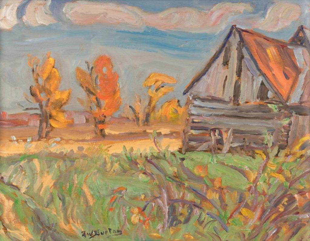 Ralph Wallace Burton (1905-1983) - Old Barns-Autumn