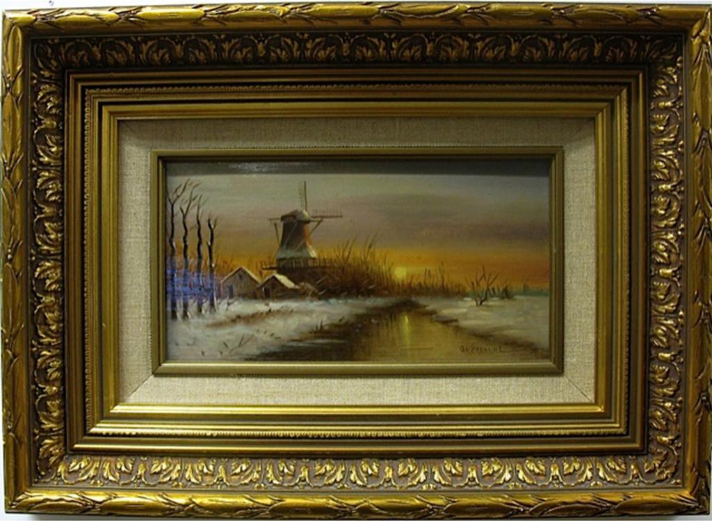 Adrianus Petrus Nicolaas Vermunt (1907-1993) - Winter Landscape At Sunset
