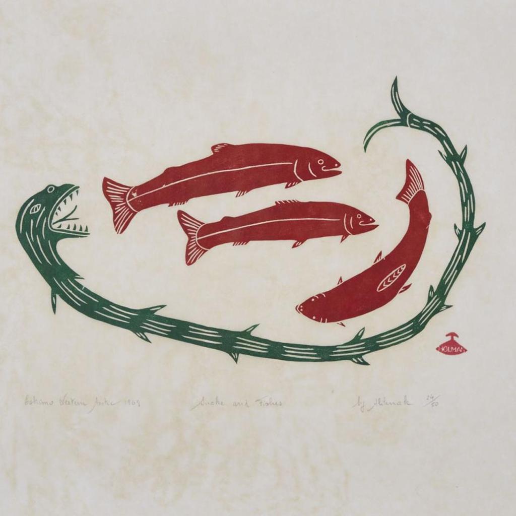 Peter Aliknak (1928-1992) - Snake And Fishes