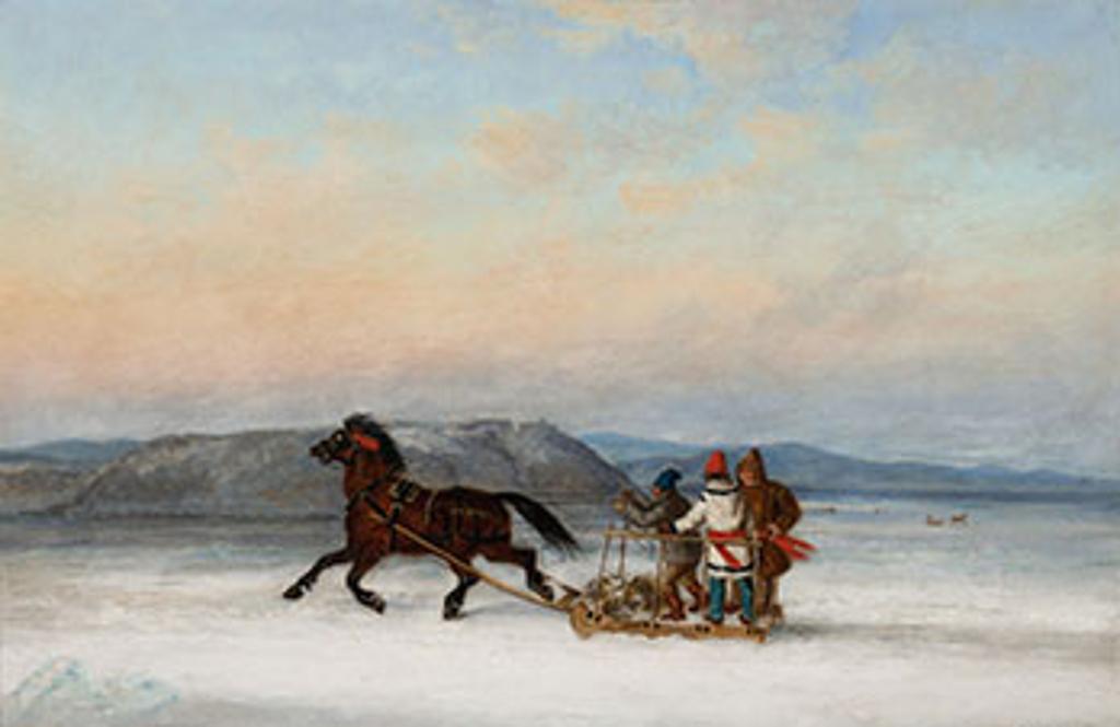 Cornelius David Krieghoff (1815-1872) - Three Habitants Sledding on the St. Lawrence at Quebec