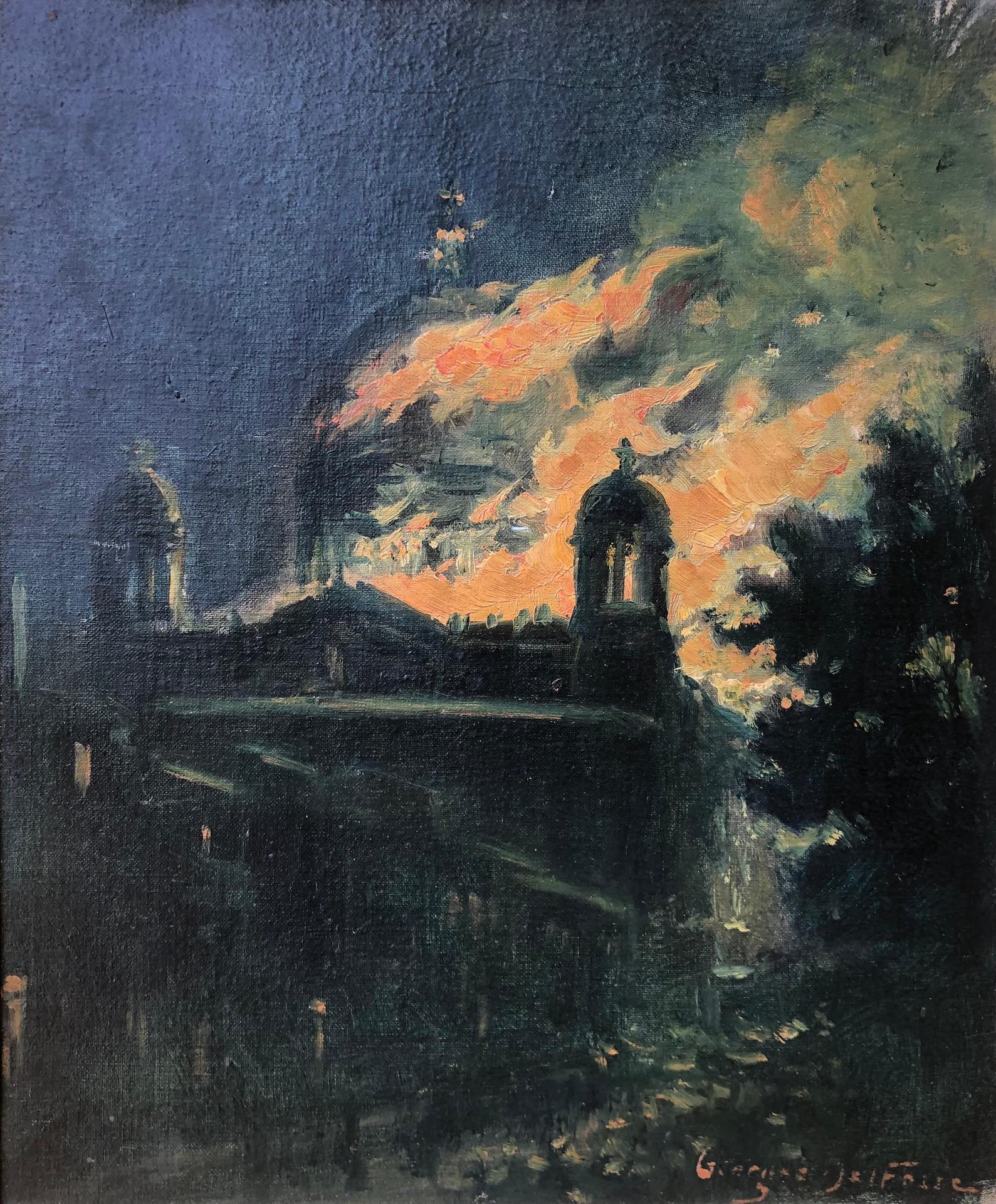 Georges Marie Joseph Delfosse (1869-1939) - Église St-Jean-Baptiste le feu, 1910