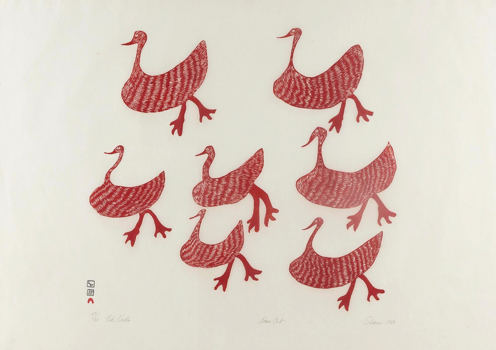 Sharni Pootoogook (1922-2003) - Red Birds, 1964