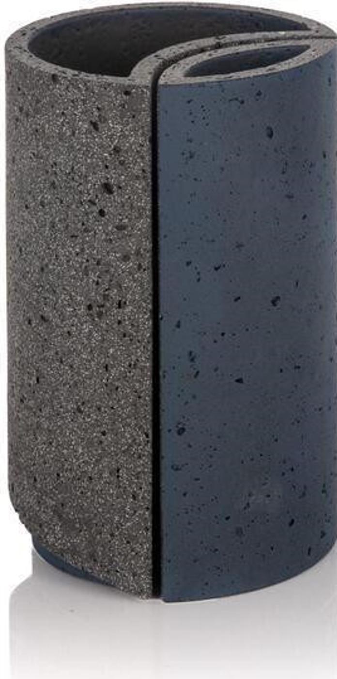 Wil Borst (1946) - A two part ceramic stoneware unglazed vase in a charcoal black and anthracite colour