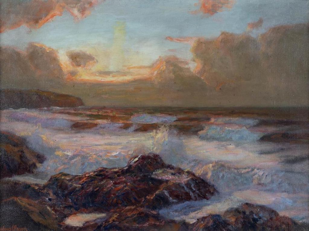 Julius Olsson (1864-1942) - Sunset-Cornish Coast