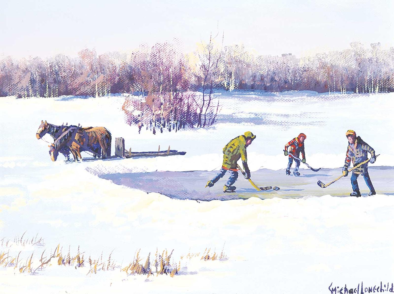 Michael Lonechild (1955) - Untitled - Hockey Night in Canada