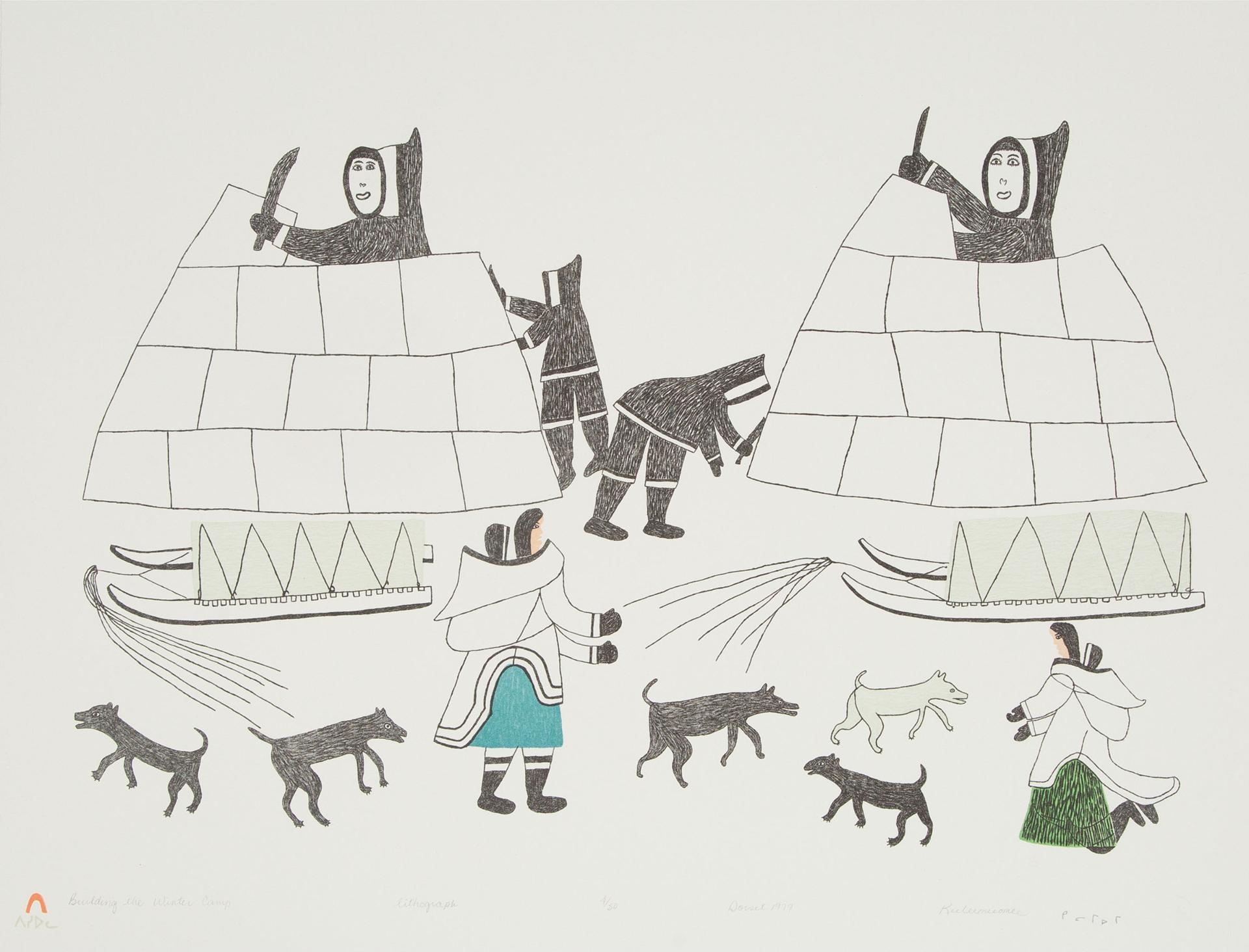 Keeleemeeoomee Samualie (1919-1983) - Building The Winter Camp