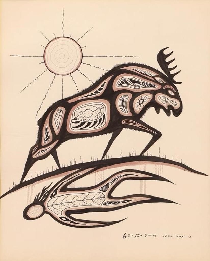 Carl Ray (1942-1978) - Moose And Spirit Being; 1973