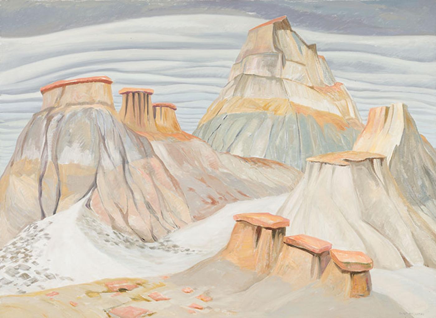 Doris Jean McCarthy (1910-2010) - Badlands with Temple and Mushrooms