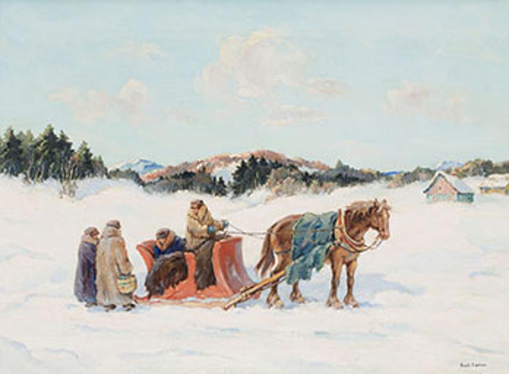 Paul Archibald Octave Caron (1874-1941) - New Year's Greetings, A Laurentian Scene, Quebec