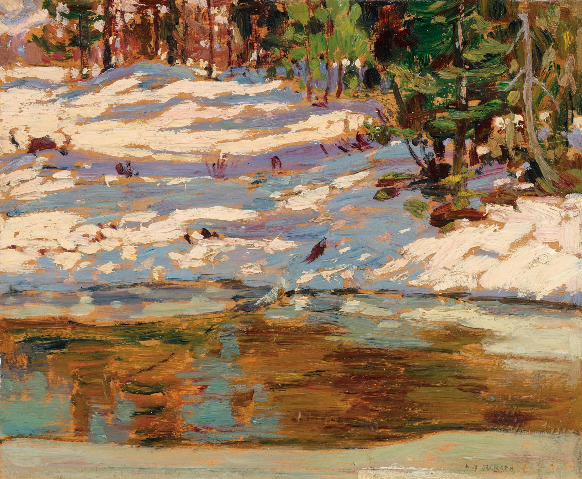 Alexander Young (A. Y.) Jackson (1882-1974) - Reflections in the Creek, circa 1914