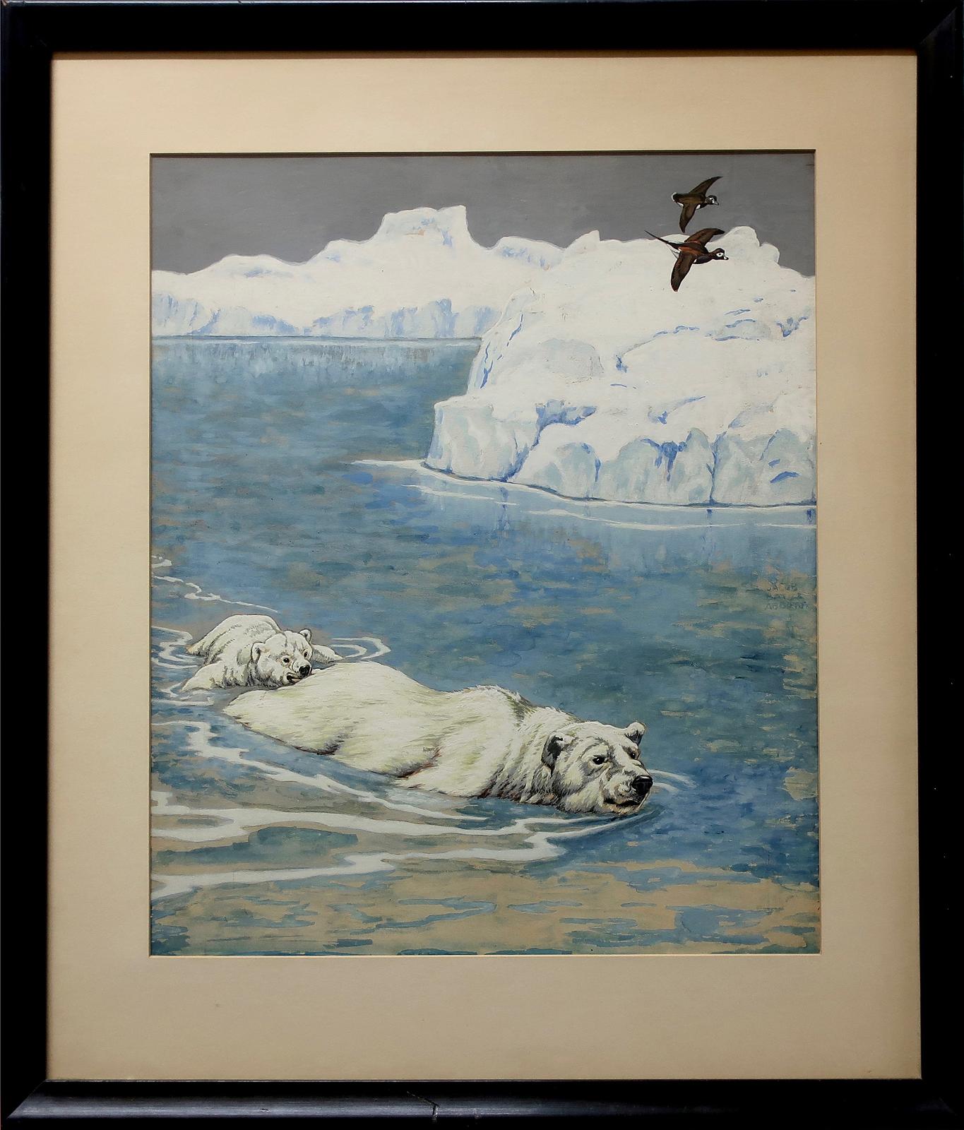 Jacob Bates Abbott (1895-1950) - Untitled (Polar Bear And Cub Swimming)