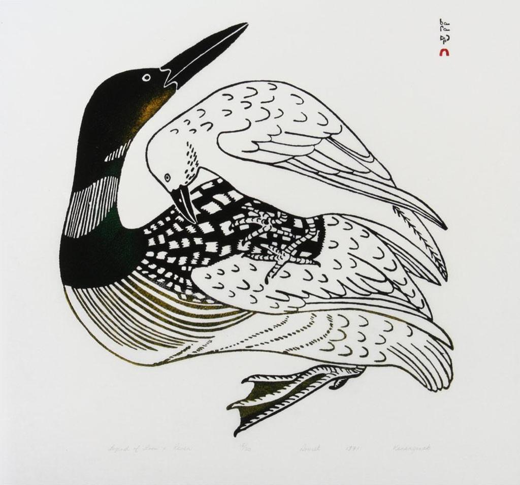 Kananginak Pootoogook (1935-2010) - Legend Of Loon And Raven