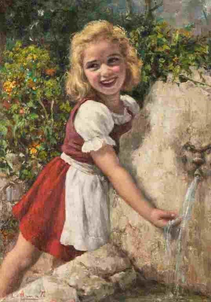 Luigi Amato (1898-1961) - Girl at Fountain
