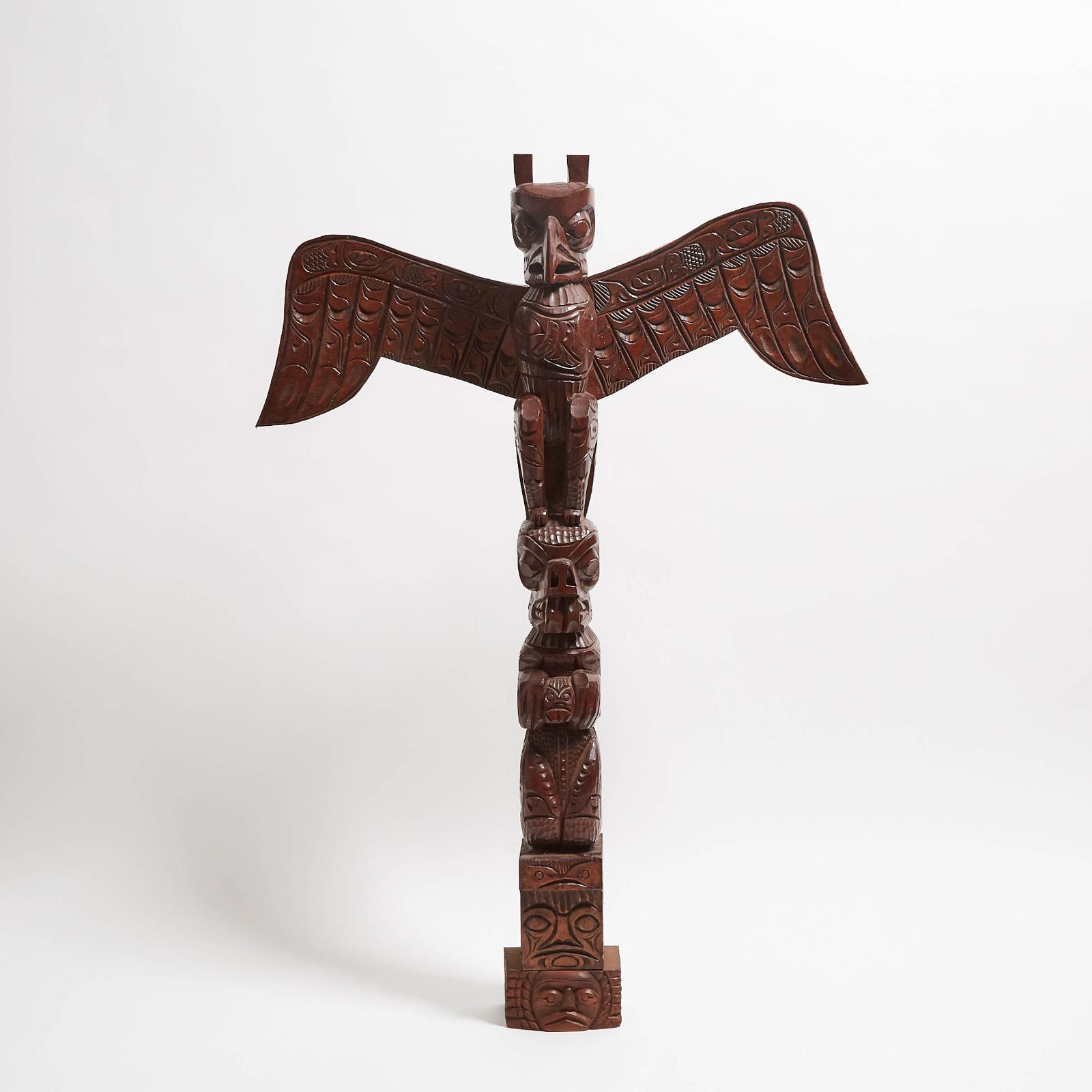 Leslie John - Totem Pole Depicting Eagle And Beaver