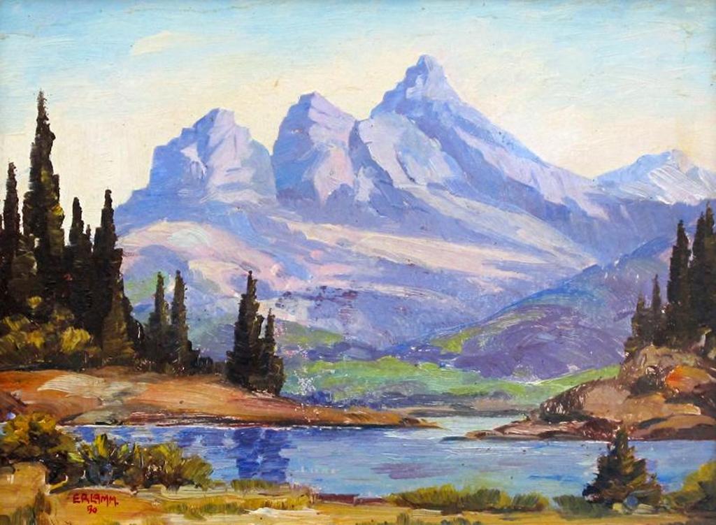 Ernest (E.R.) Lamm - Three Sisters And Bow River; 1950
