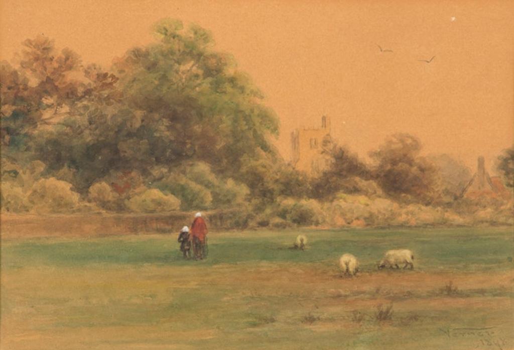 Frederick Arthur Verner (1836-1928) - A Garden Walk with Sheep