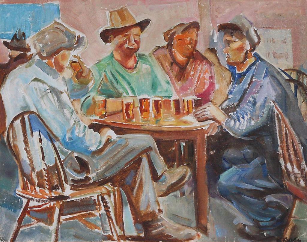 Kathleen Frances Daly Pepper (1898-1994) - Coal Miners Club (Alberta Coal Miners Between Shifts)