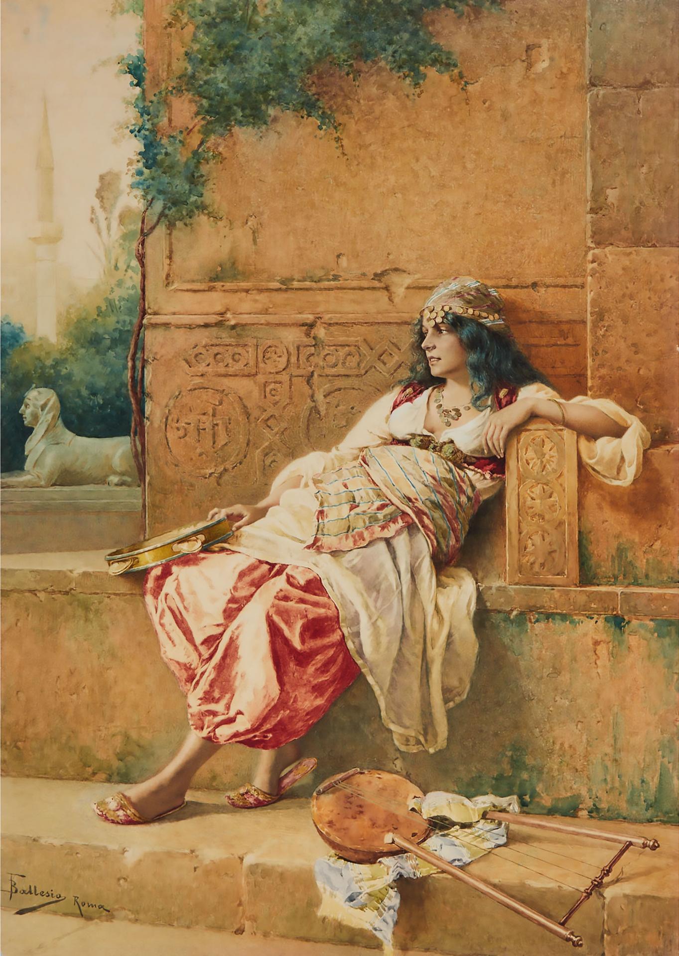 Francesco Ballesio (1880-1923) - Female Musician At Rest
