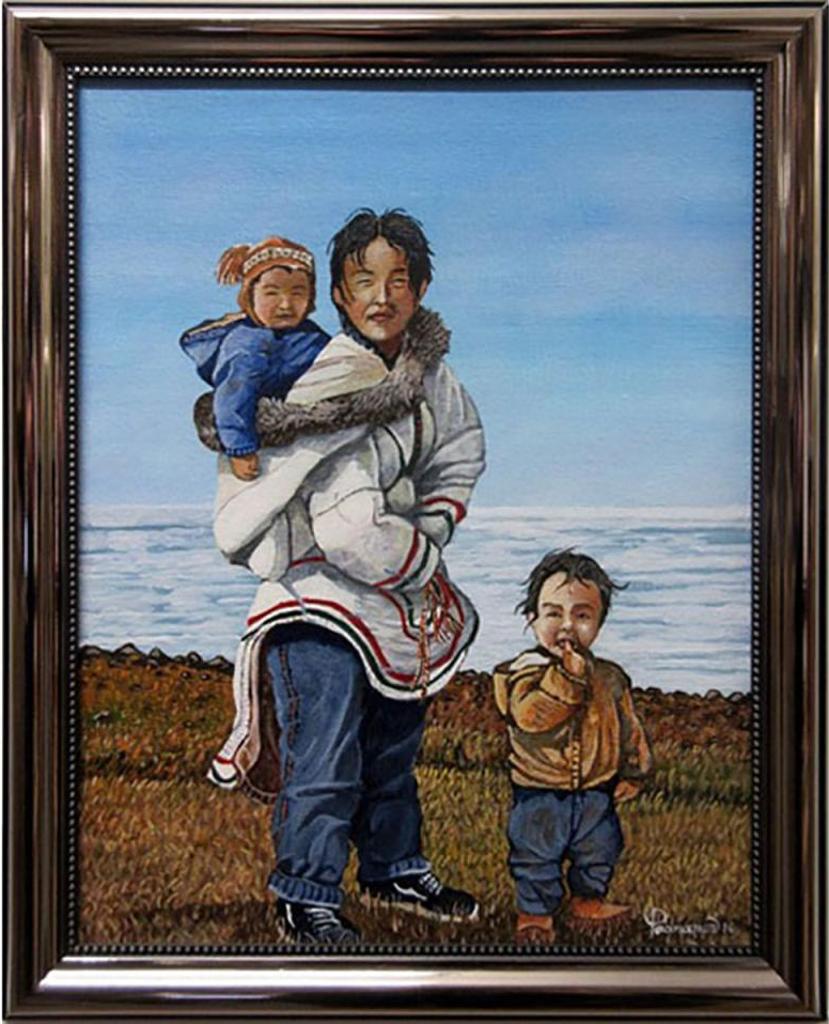 Robert Paananen (1934) - Inuit Mother & Children (Povunituk, 1980)