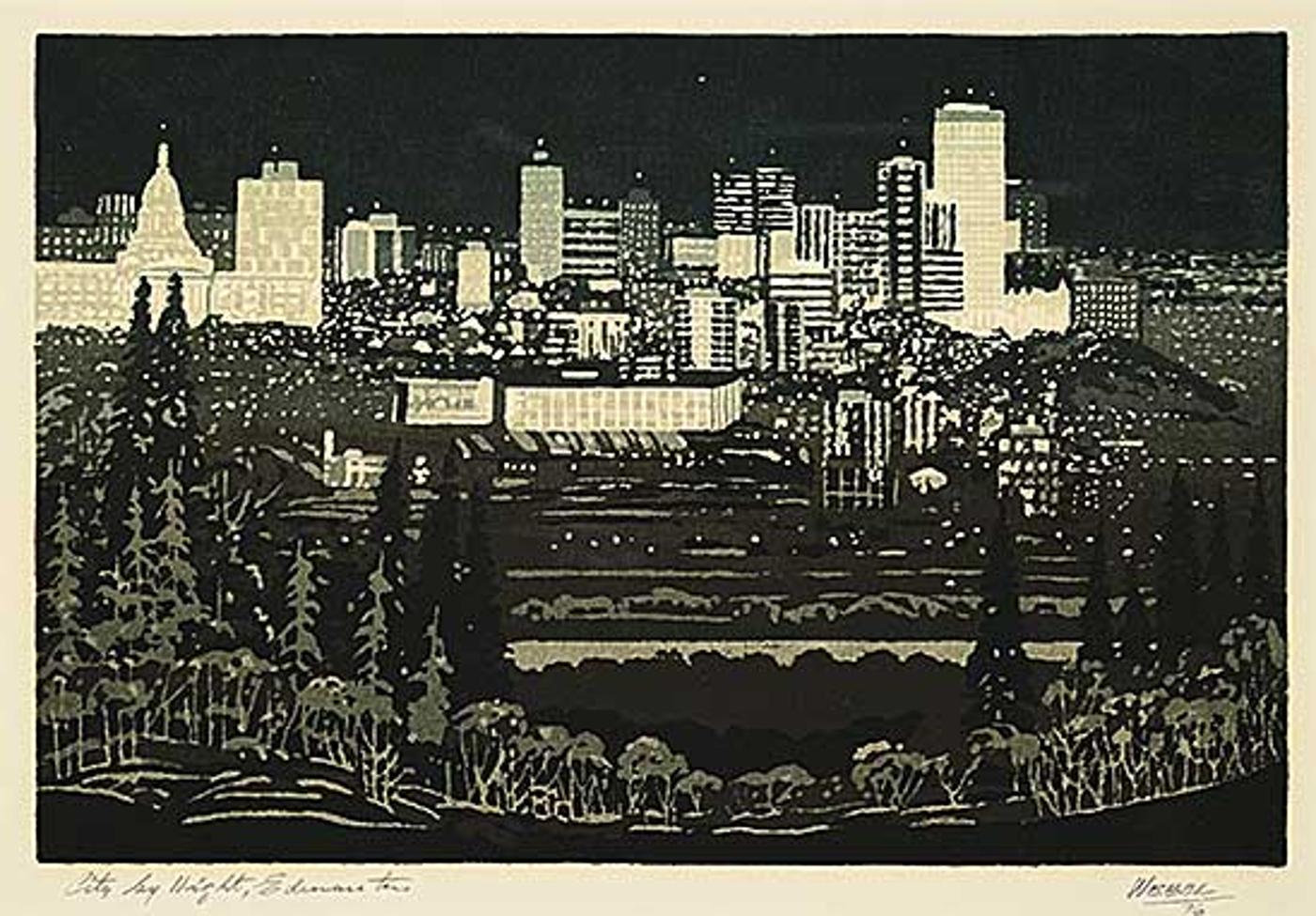 George Weber (1907-2002) - City by Night, Edmonton