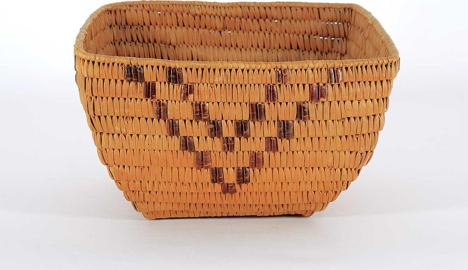 Northwest Coast First Nations School - Square Basket with V Patterns
