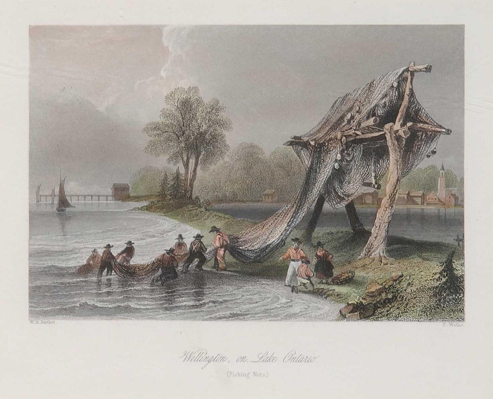 William Henry Bartlett (1809-1854) - Wellington, on Lake Ontario - Fishing Nets