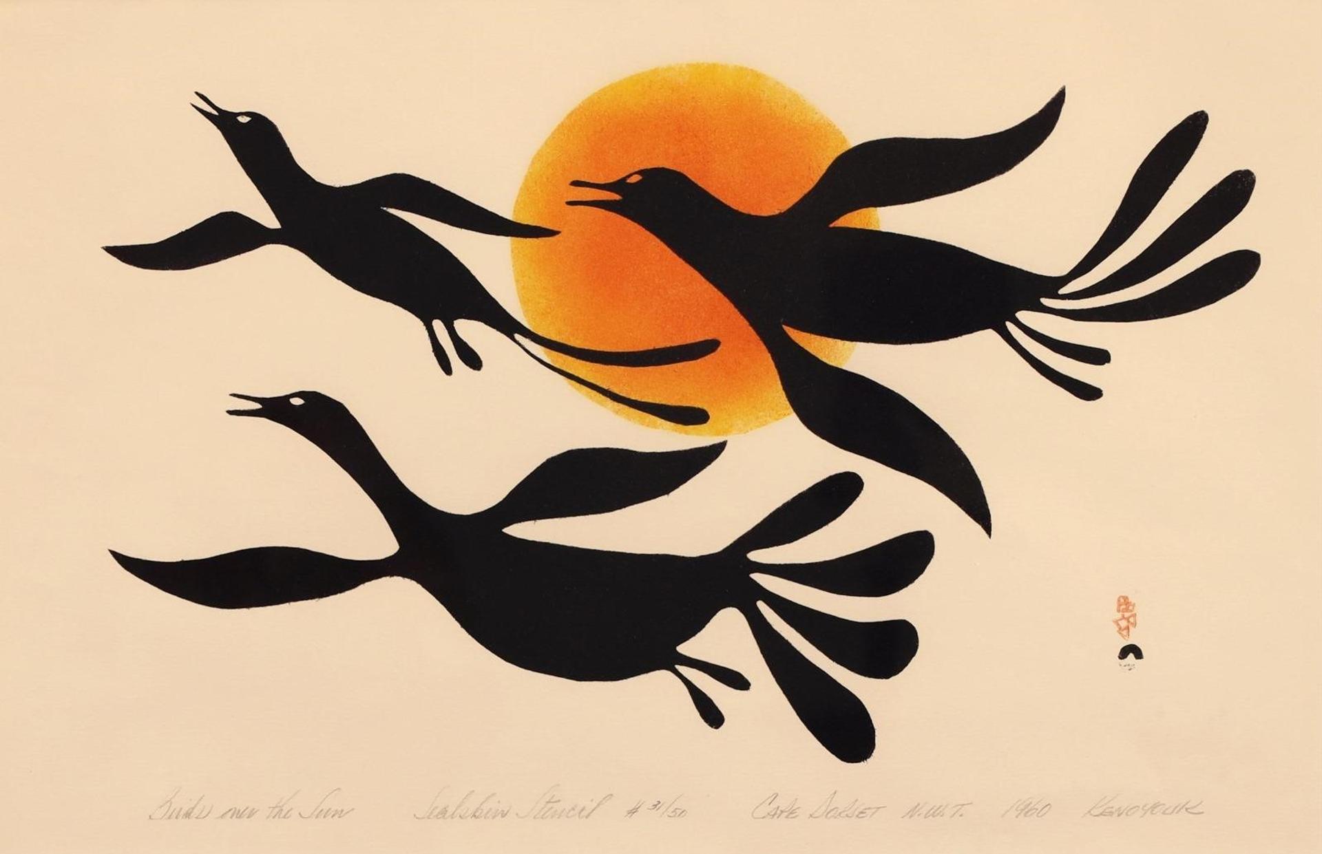 Kenojuak Ashevak (1927-2013) - Birds Over The Sun; 1960