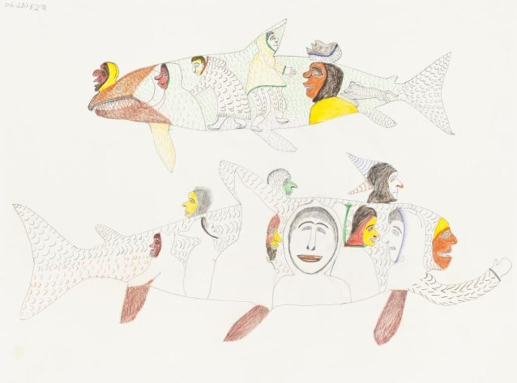 Mark Uqayuittuq (1925-1984) - Untitled (transforming people and fish)