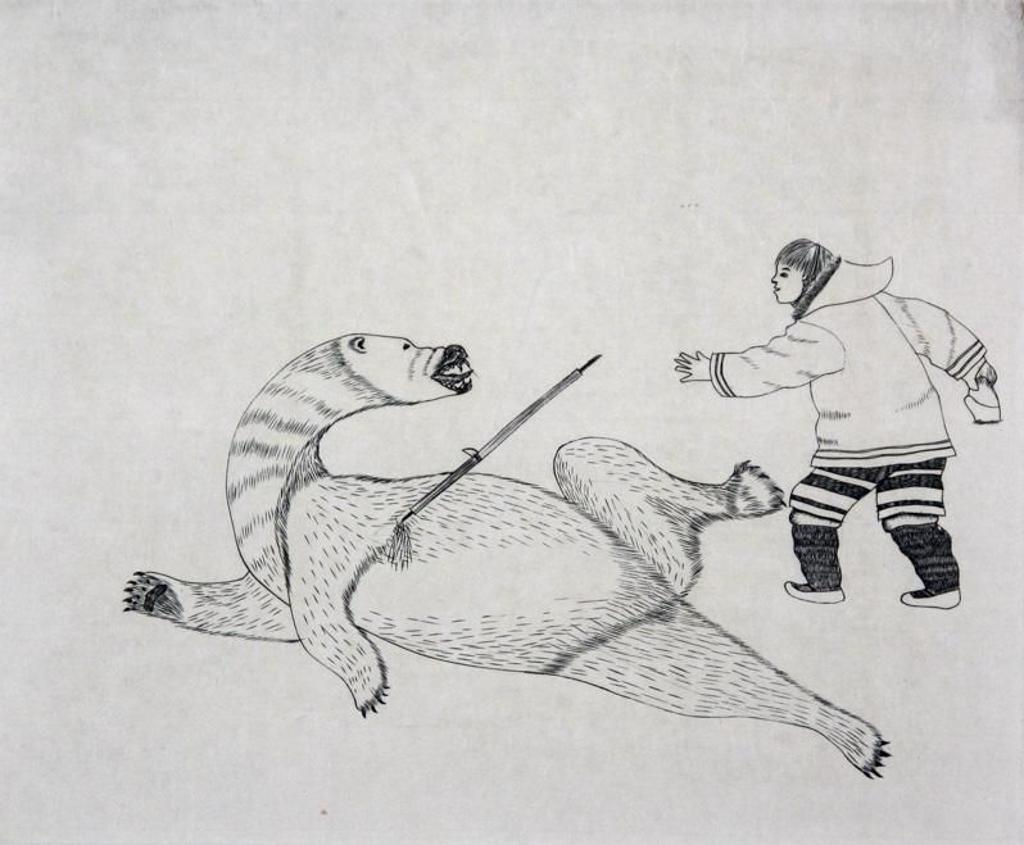 Kananginak Pootoogook (1935-2010) - Polar Bear Hunt; 1964
