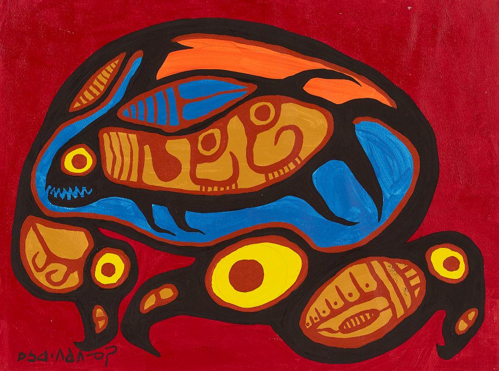 Norval H. Morrisseau (1931-2007) - Birds and Fish II
