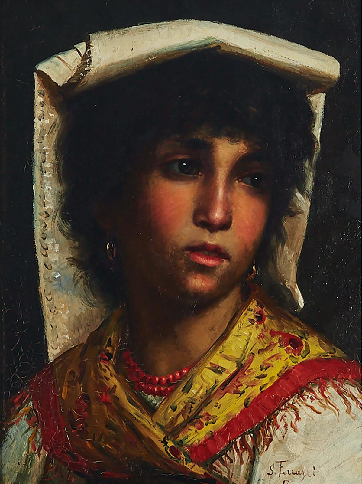 Luigi Ferrazzi (1850-1897) - A Boy In A Hat; A Girl  Wearing A Shawl, Roma