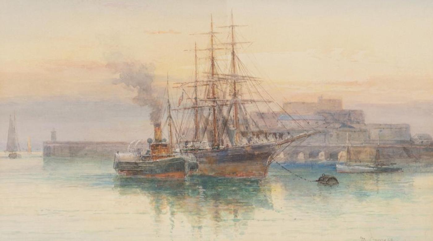 M. Crouse - Tug and Three Masted Ship