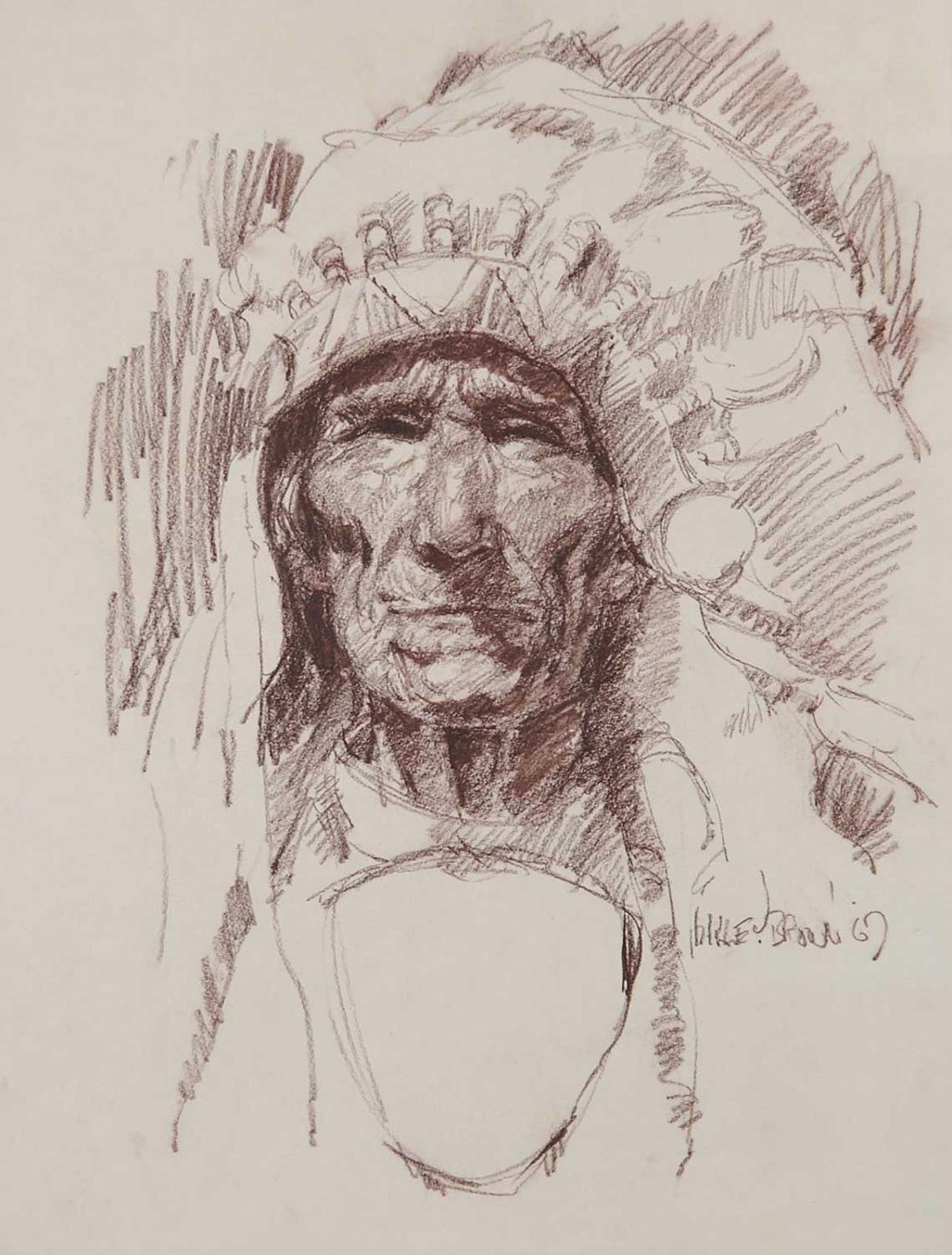 Harley W. Brown (1939) - Untitled - Portrait of and Indian Chief
