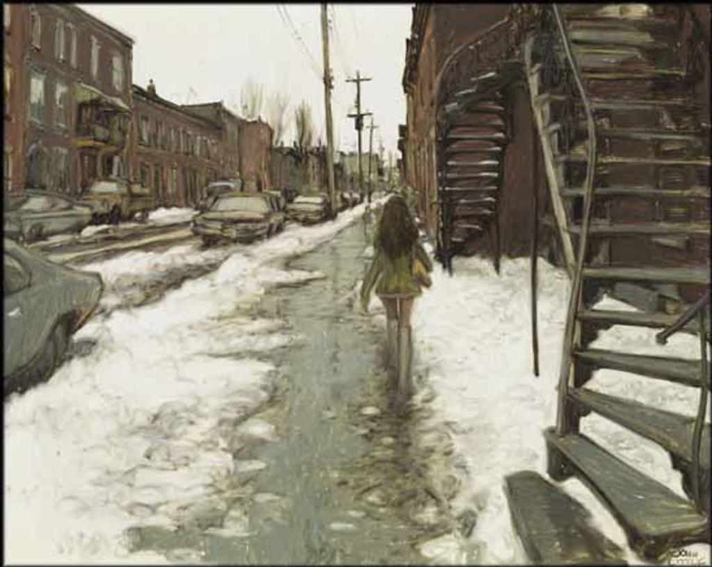 John Geoffrey Caruthers Little (1928-1984) - Jeune fille avec jupe court, Rue St. Charles, Pointe St. Charles
