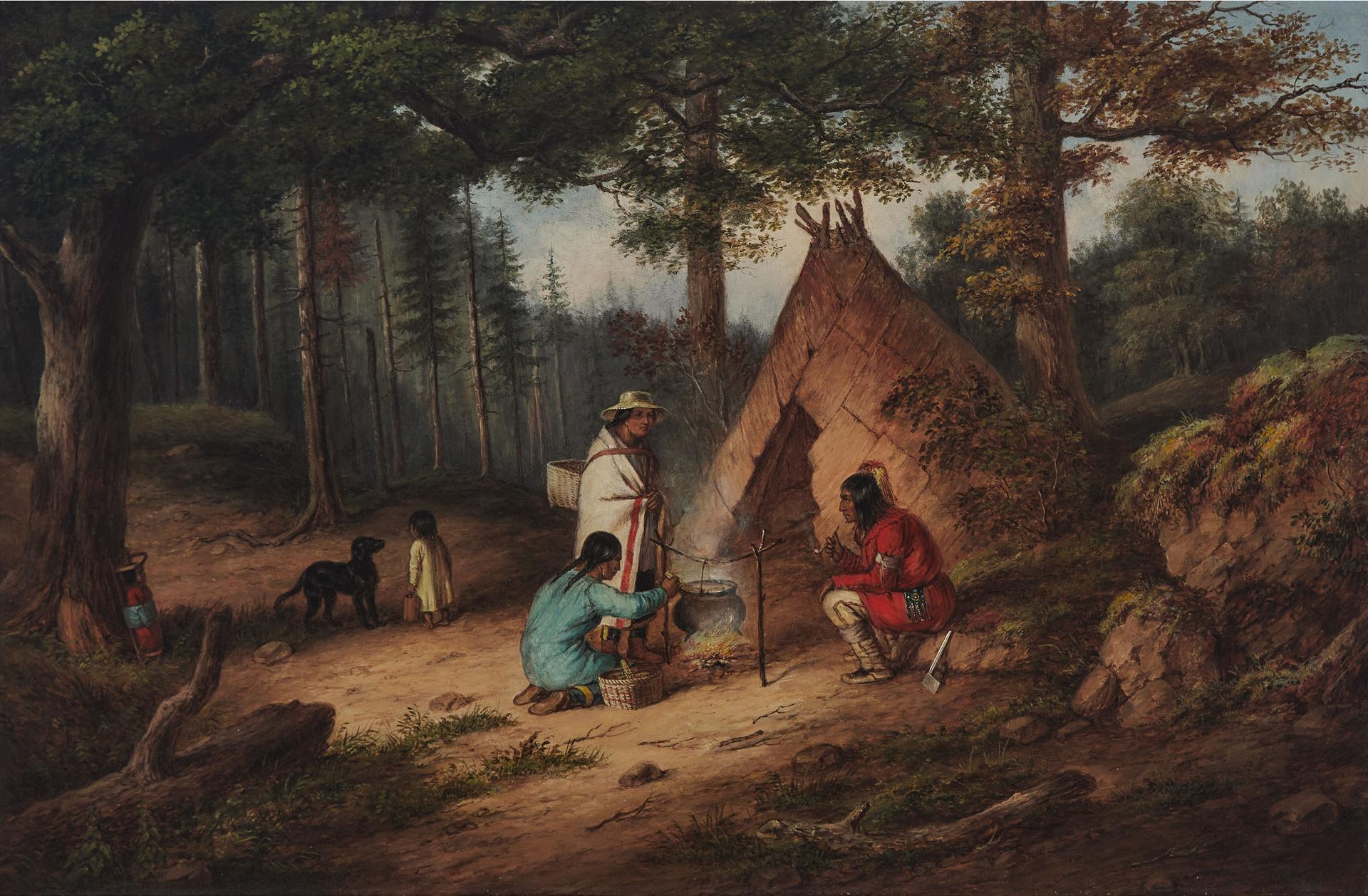 Cornelius David Krieghoff (1815-1872) - Caughnawaga Indians At Camp