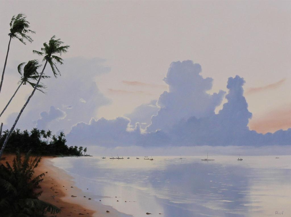 Ted Raftery (1938) - Fishermen At Dawn (Cebu, Philippines); 1993