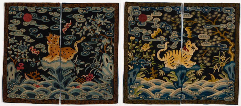 Chinese Art - Two Chinese Military Rank Badges of Leopard and Tiger, Late Qing Dynasty