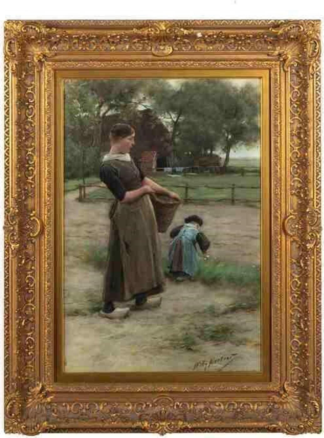 Willy Martens (1856-1927) - Mother and daughter on the farm