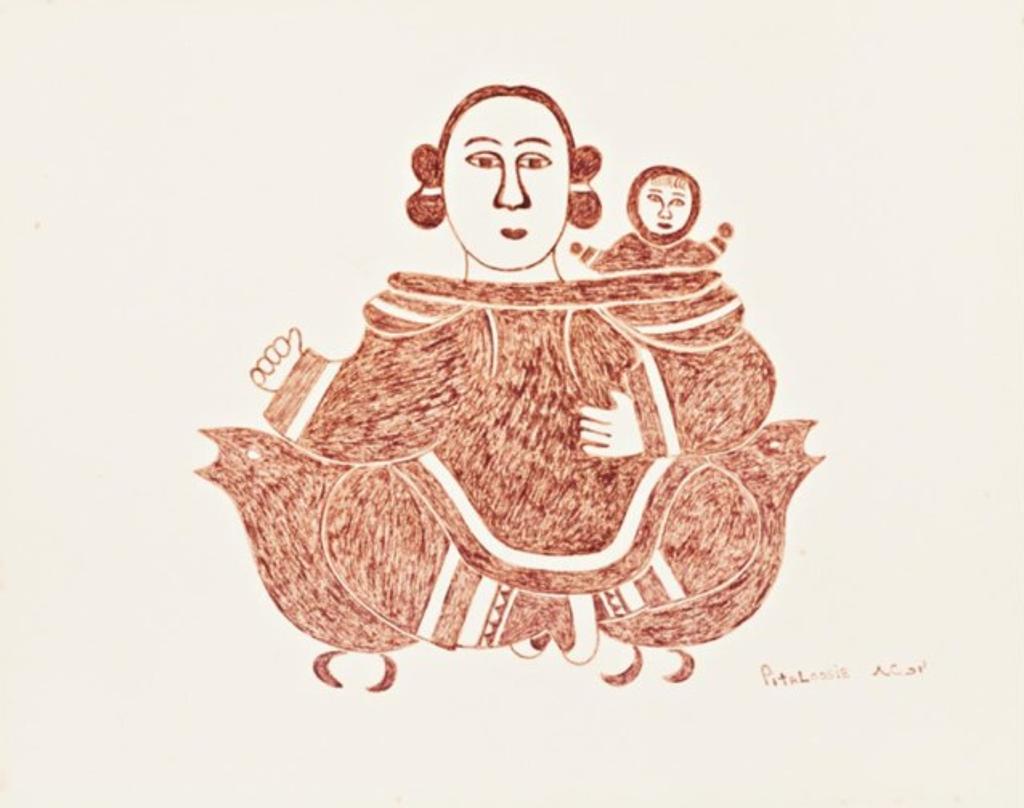 Pitaloosie Saila (1942-2021) - Mother and Child with Two Birds, ca. 1971-73
