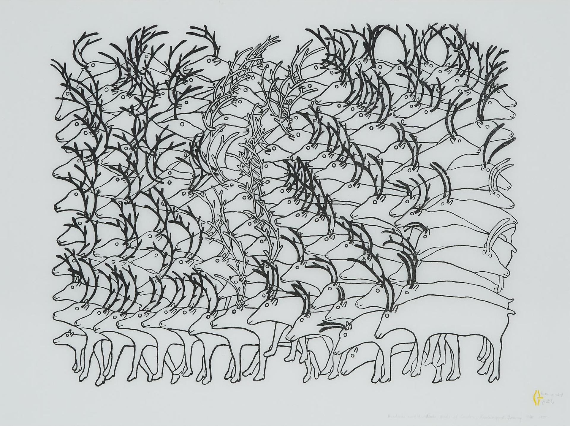 Ruth Qaulluaryuk (1932) - Hundreds And Hundreds, Herds Of Caribou, 1975