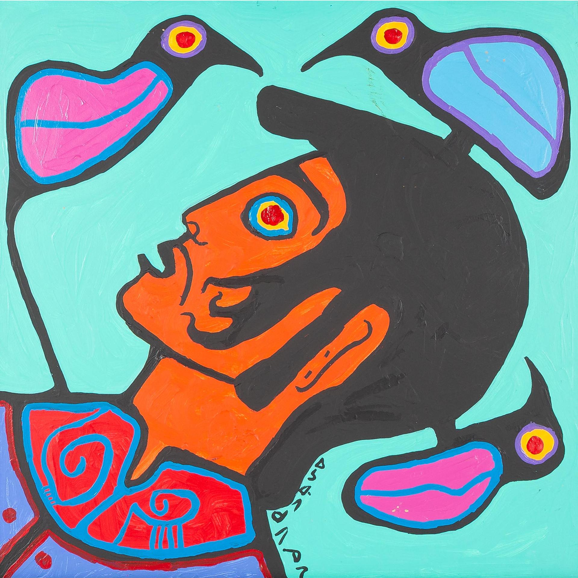 Norval H. Morrisseau (1931-2007) - Man With Birds