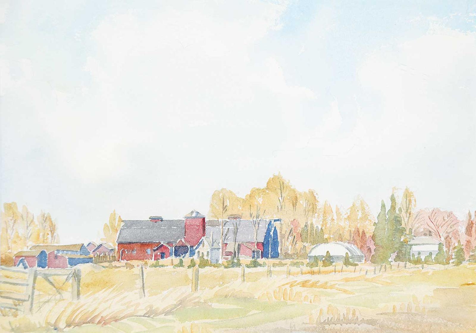 Margaret Dorothy Shelton (1915-1984) - Untitled - Farm with Red Barns