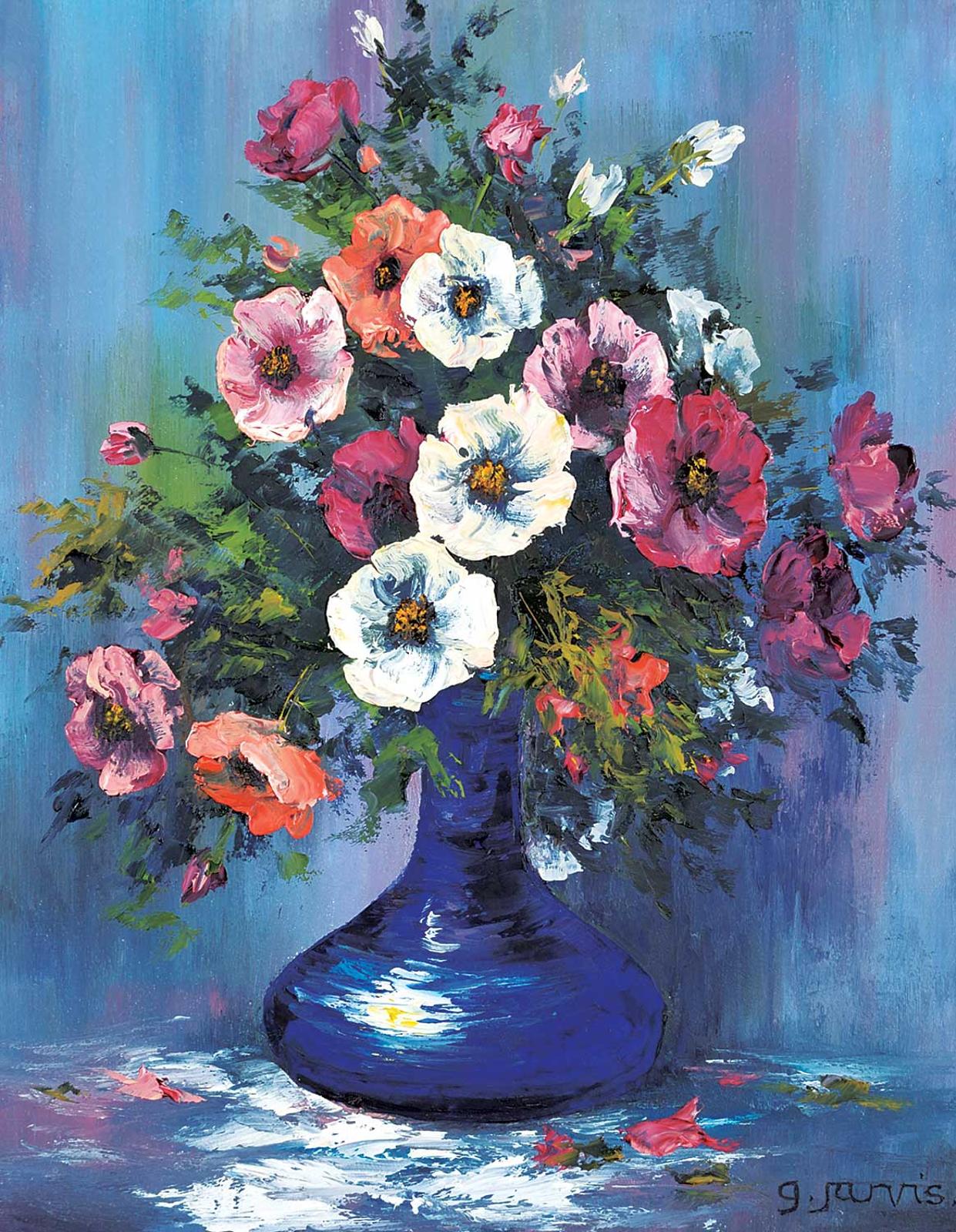 Georgia Jarvis (1944-1990) - Untitled - Flowers in a Blue Vase