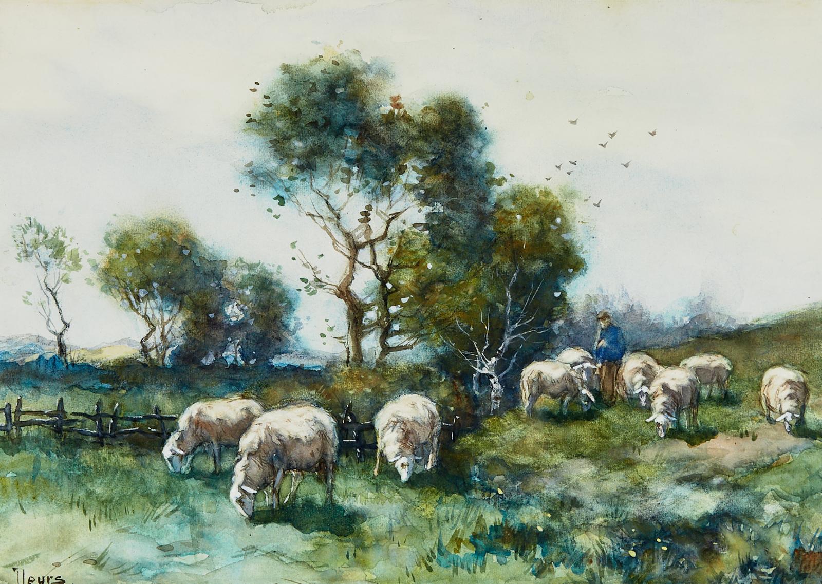 Johannes Karel Leurs (1865-1938) - Herding Sheep