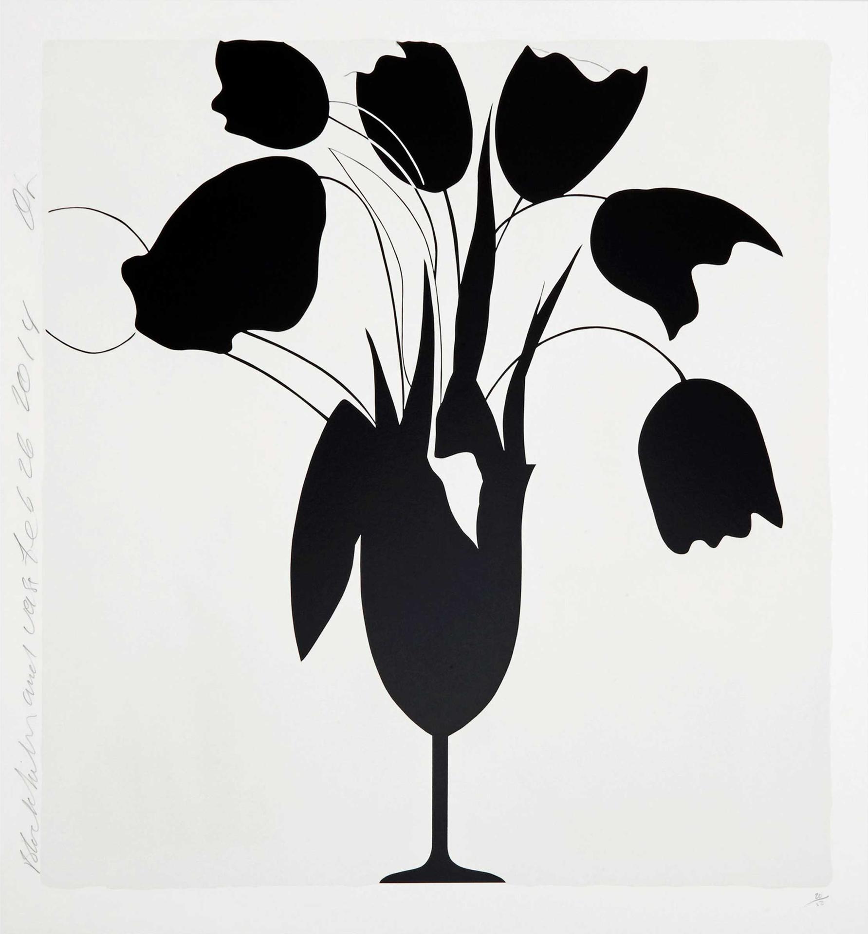 Donald Sultan (1951) - Black Tulips And Vase, Feb 26, 2014