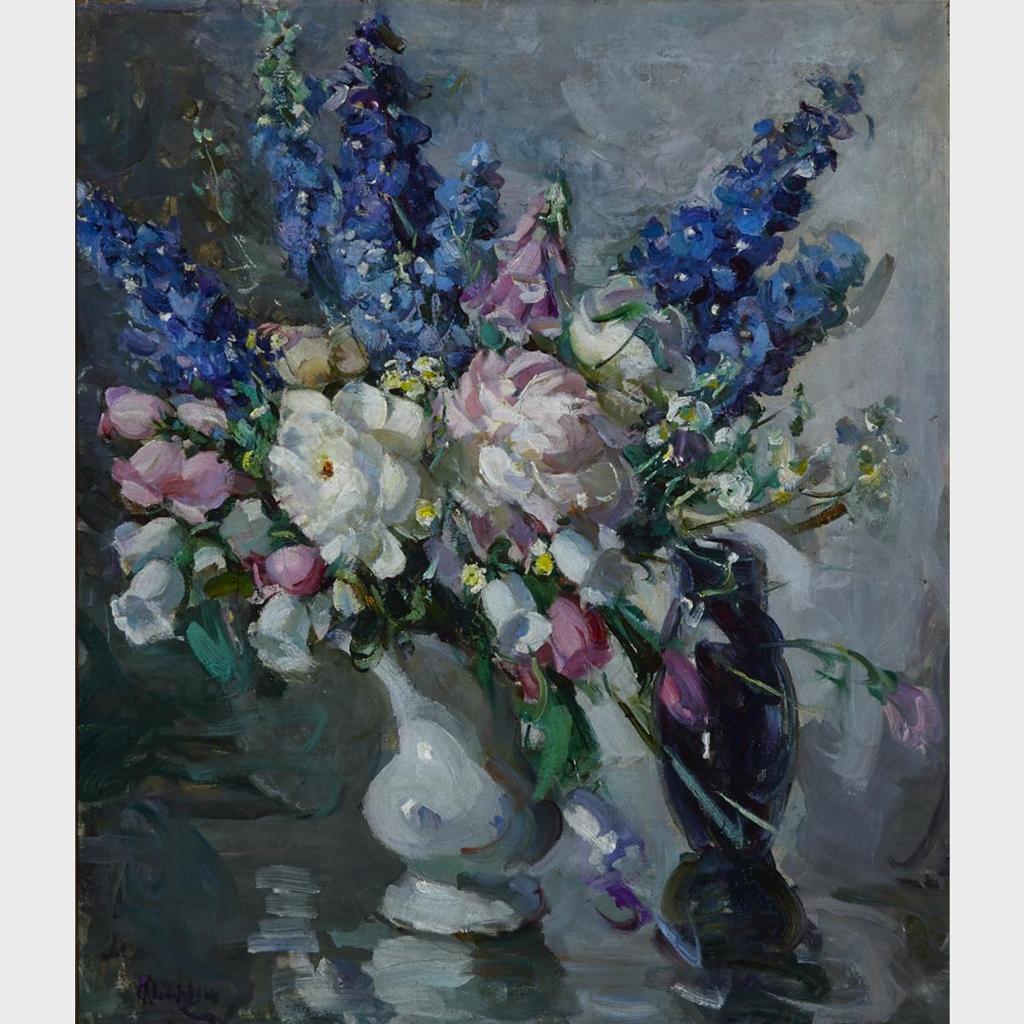 Eva Theresa Bradshaw (1871-1938) - Still Life With Delphiniums And Peonies