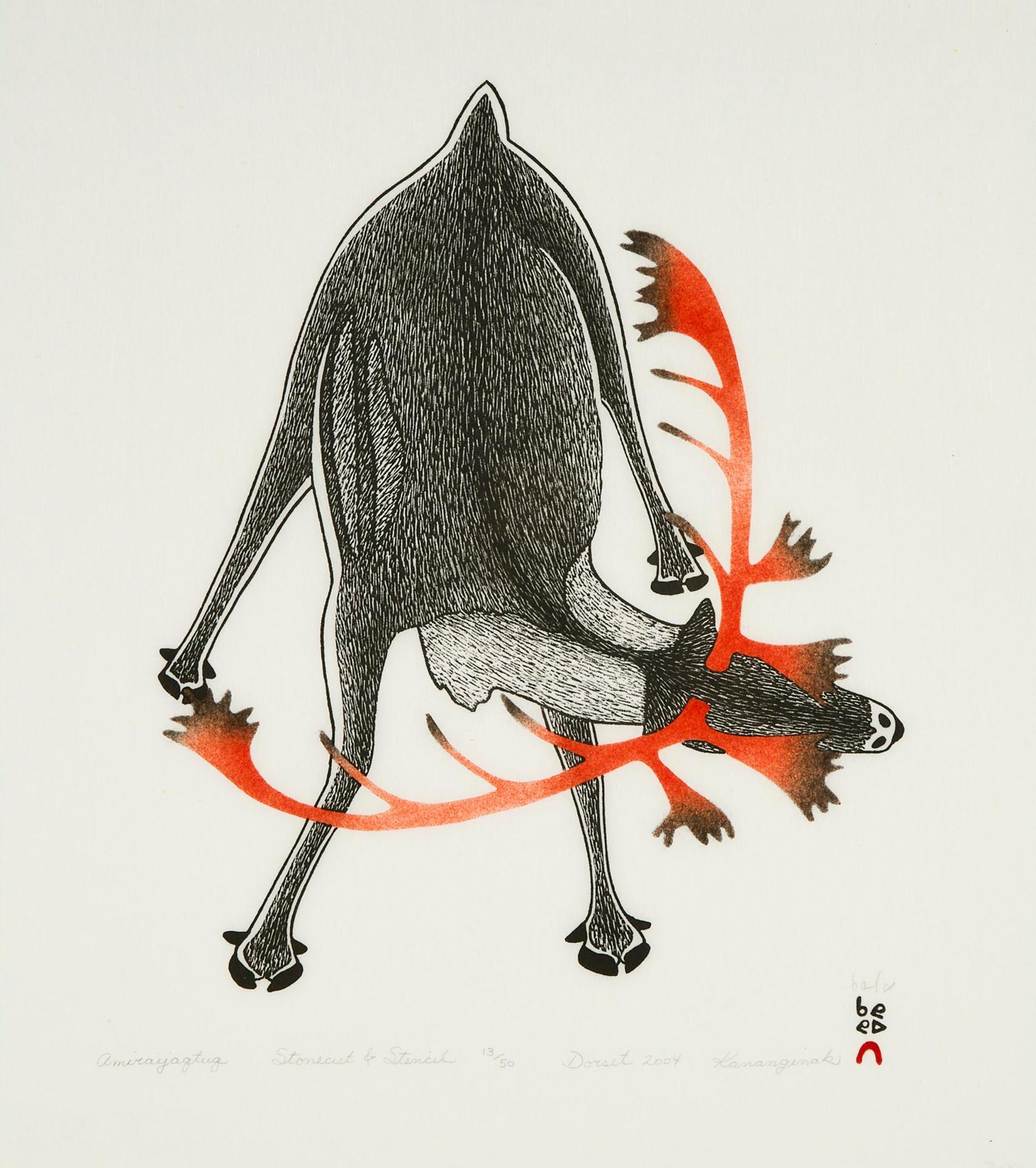 Kananginak Pootoogook (1935-2010) - Amiraijaqtuq (Shedding The Velvet), 2004